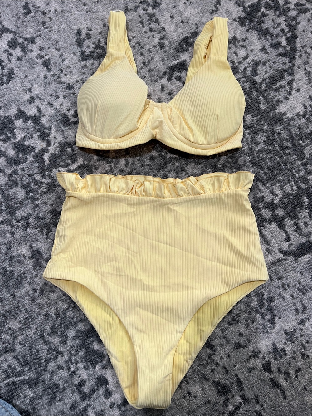 Citrine Butter Ribbed High-Waist Bikini Set